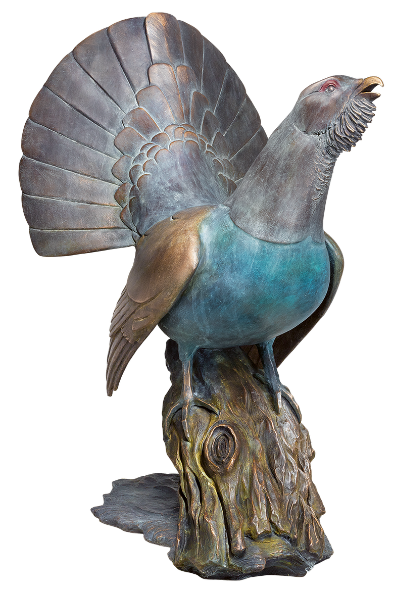 Bronzeskulptur Auerhahn