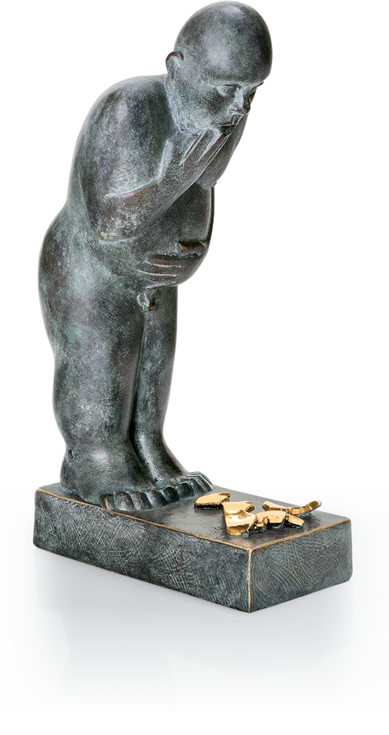 Bronzefigur Malheur von Stefan Donhauser