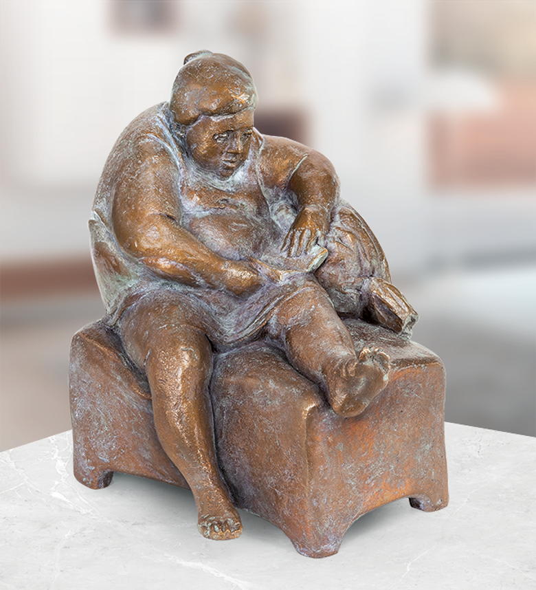 Bronzefigur Die Lektüre von Friedhelm Zilly