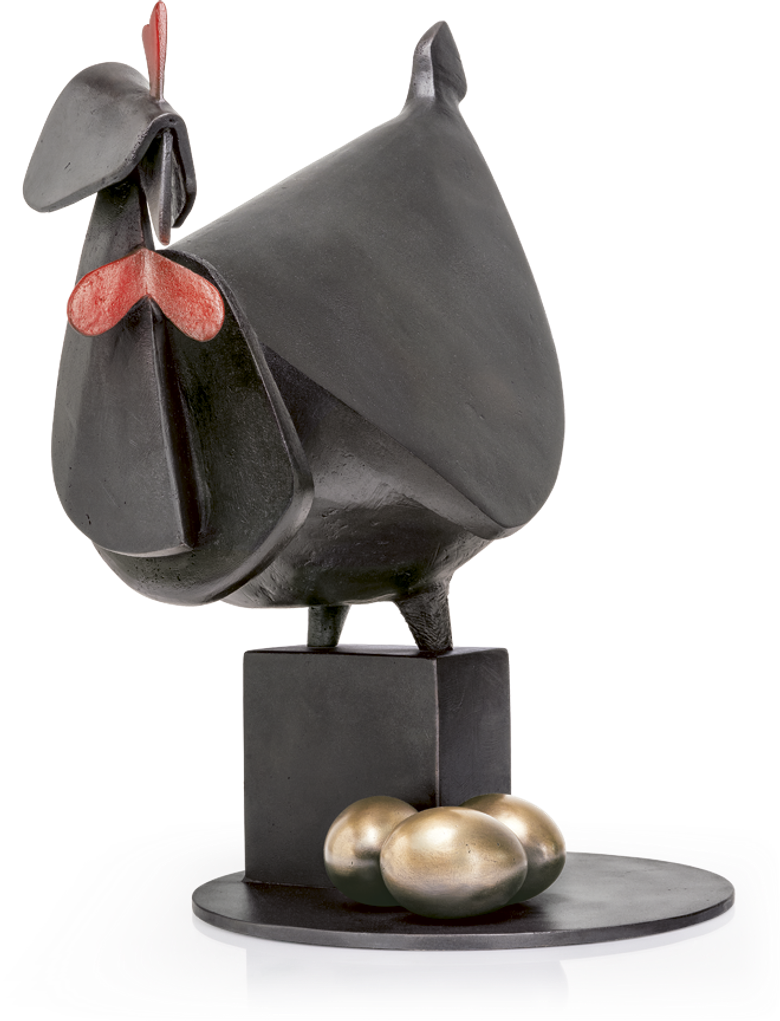 Bronzefigur Gallina Nera fa le uova verso