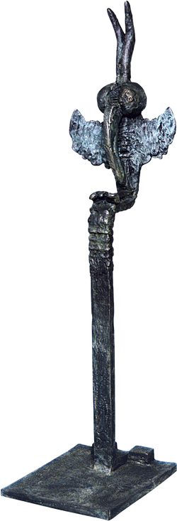 Bronzefigur Totem Miensa, freistehend von Bettina  Scholl-Sabbatini