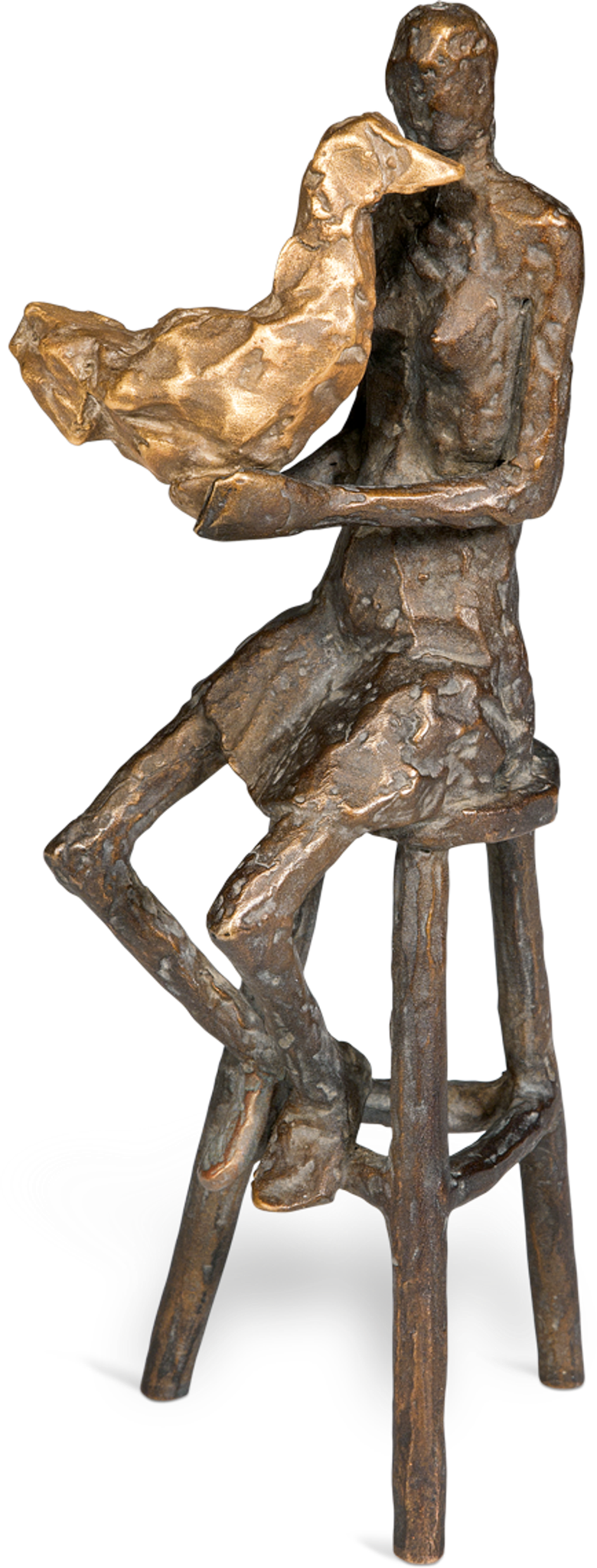 Bronzefigur Frau mit Vogel von Marianne Mostert