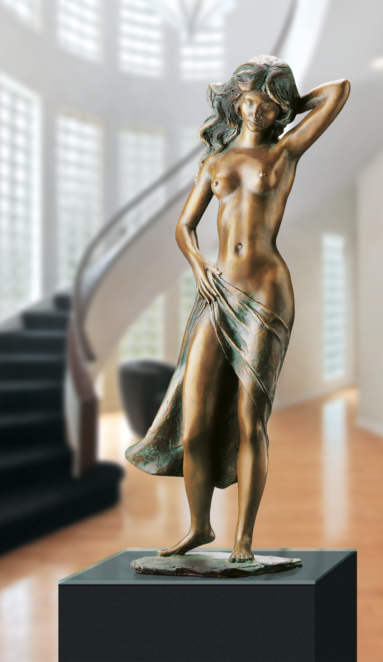 Bronzefigur Am anderen Ufer von Erwin A. Schinzel