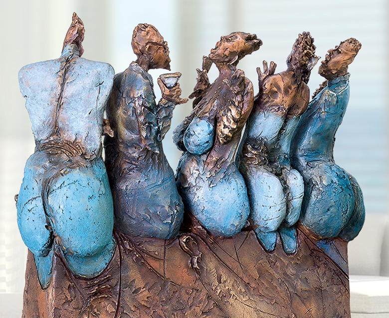 Bronzefigur Happy Hour von Eva Roucka