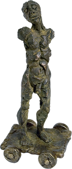 Bronzefigur Mann mit Wagen von Manuel Donato Diez