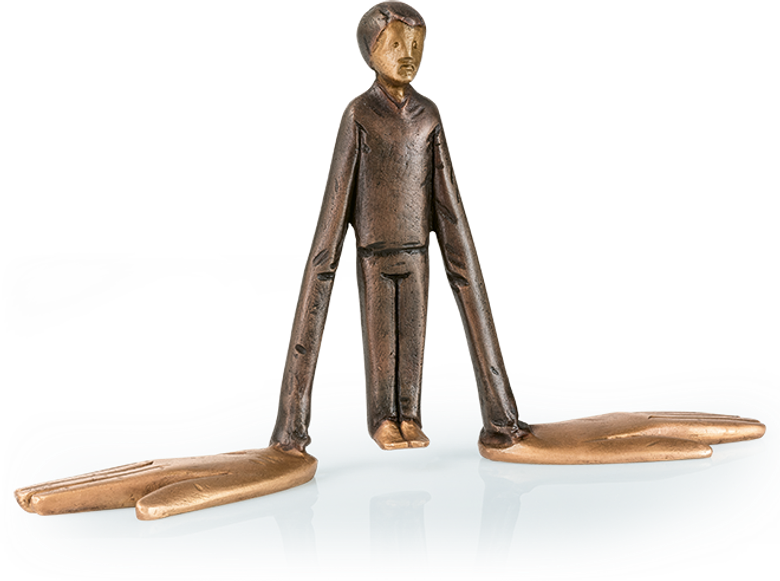 Bronzefigur Mani grandi von Ivan Lardschneider