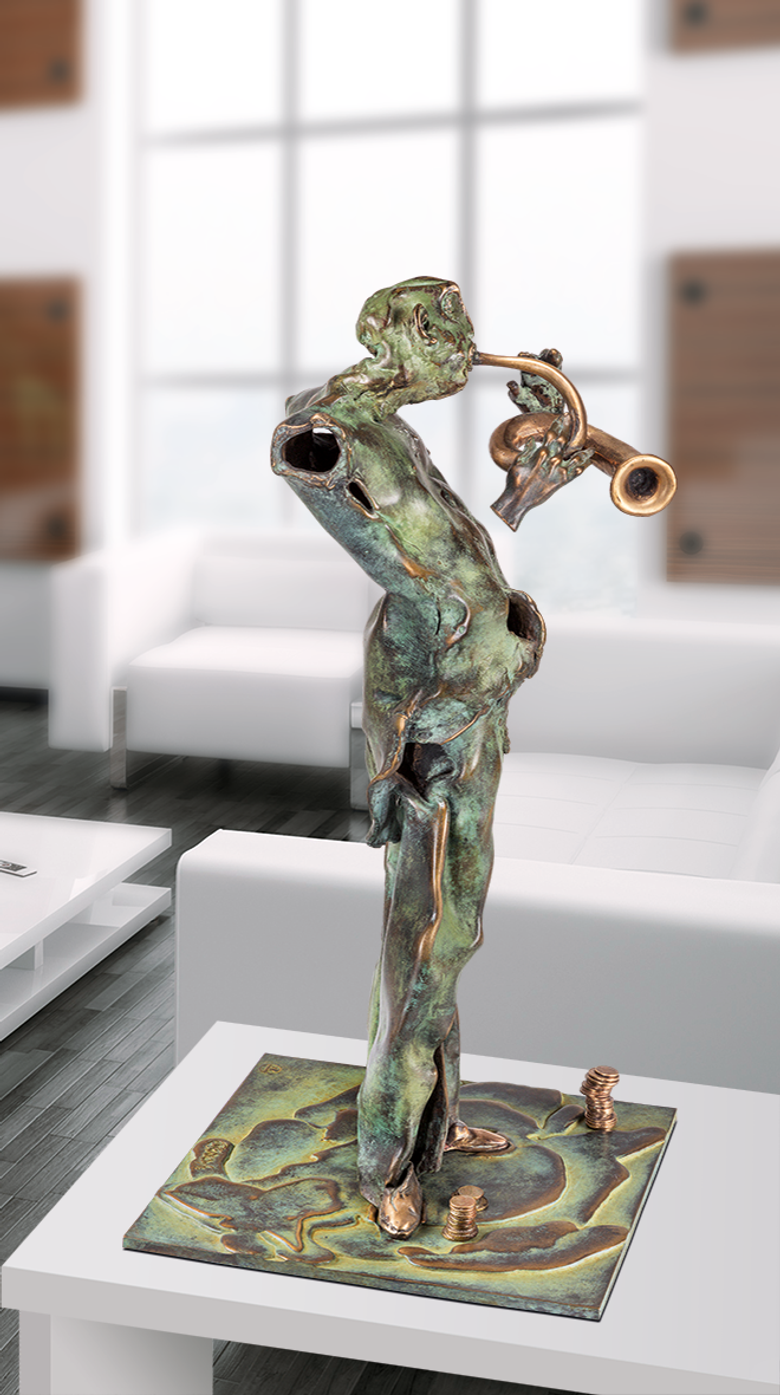 Bronzefigur »Straßenmusikant« von Nikolaus-Otto Kruch