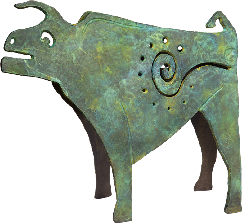 Bronzefigur Ur, grün von Guido Häfner