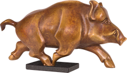 Bronzefigur Bulle & Bär im Rad von Jagna Weber