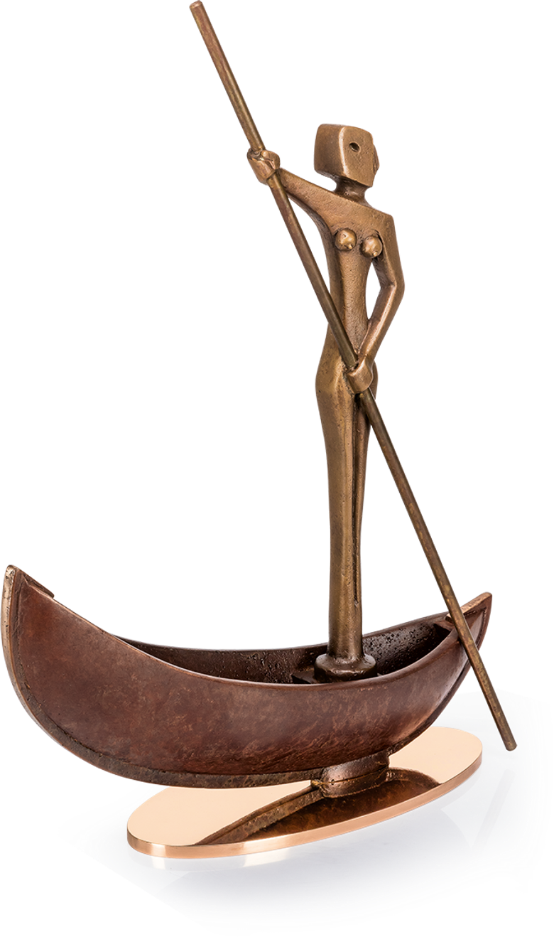 Bronzefigur Wassergöttin auf Barke von Heinz Rupp