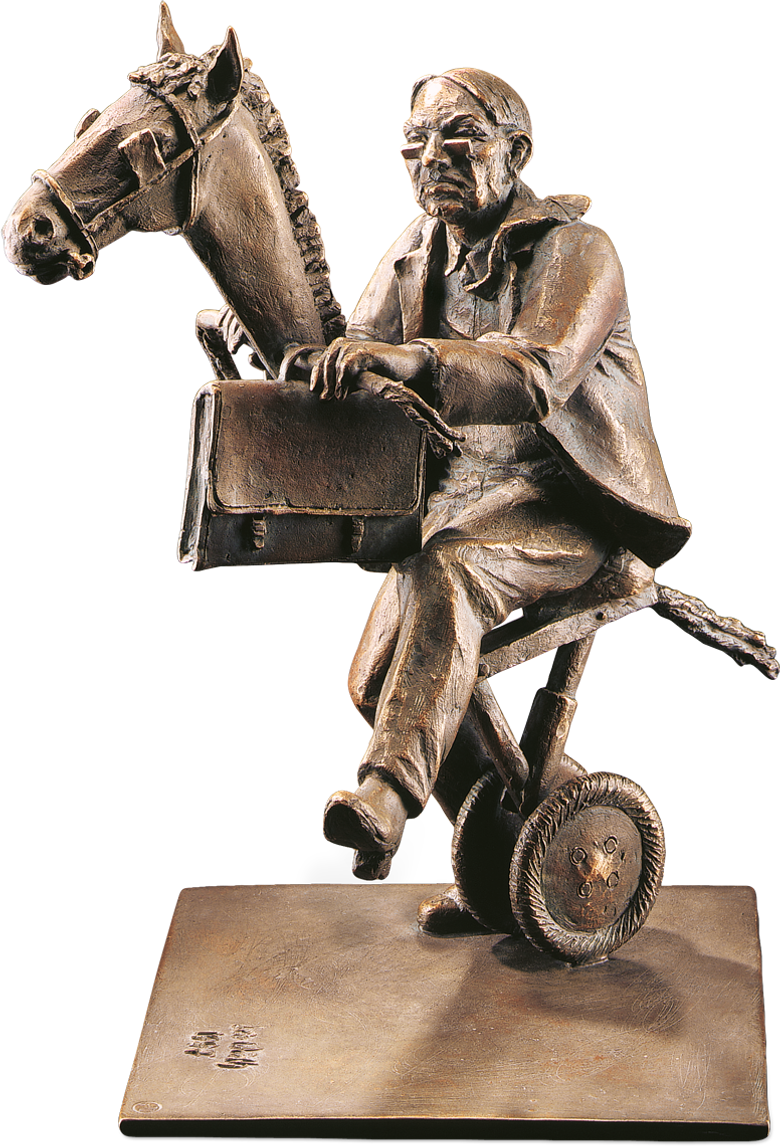 Bronzefigur Der wild gewordene Amtsschimmel von Leo Wirth