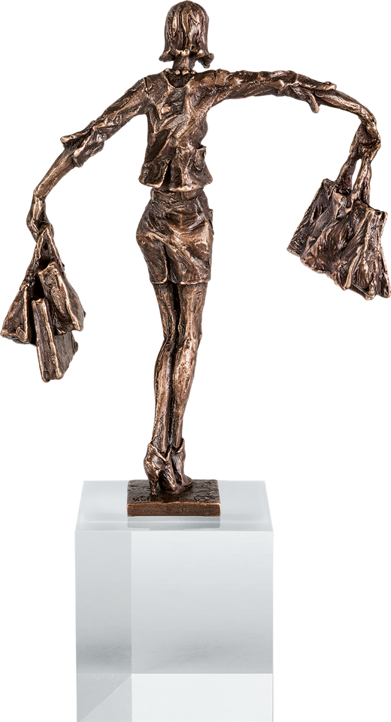 Bronzeskulptur-Balance-Einkäuferin