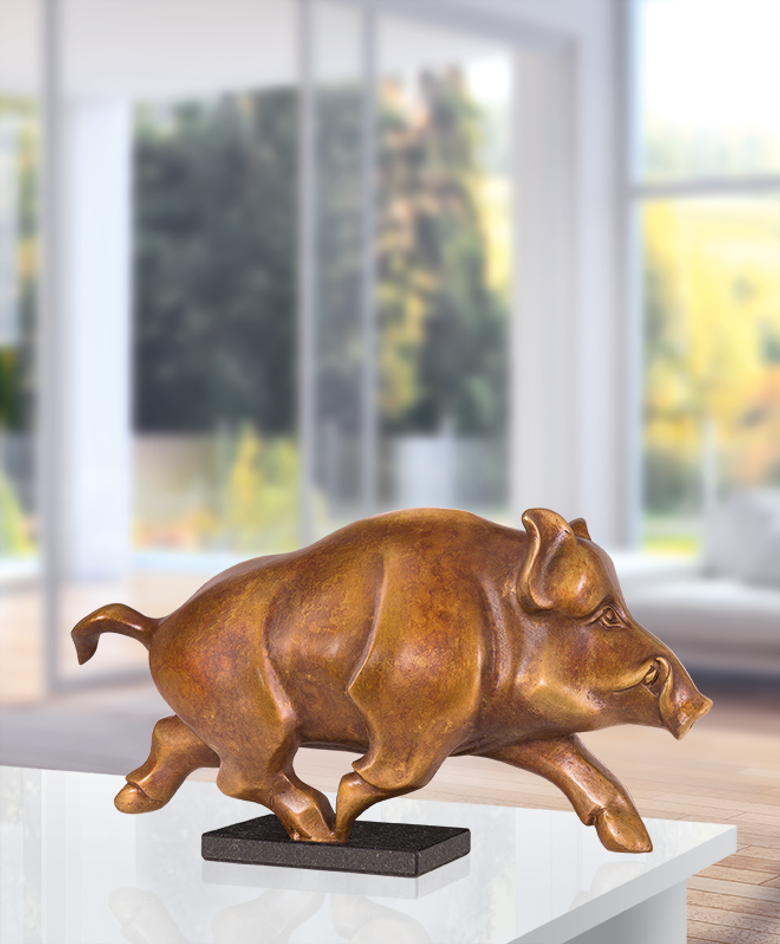 Bronzefigur Bulle & Bär im Rad von Jagna Weber