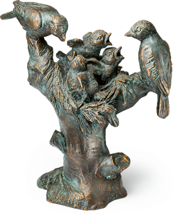 Bronzefigur »Vogelnest auf Baumstumpf« aus dem Atelier Strassacker