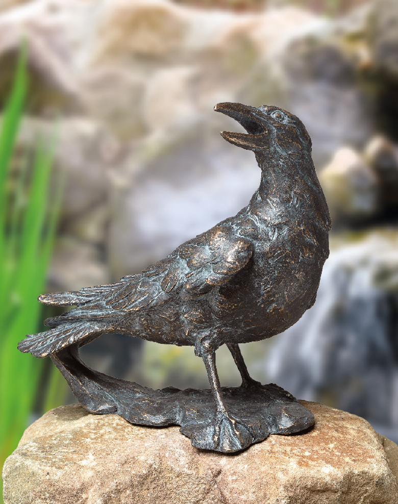 Bronzefigur Rabe, drehend von Atelier Strassacker