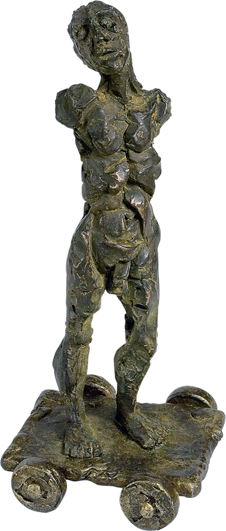 Bronzefigur Mann mit Wagen von Manuel Donato Diez