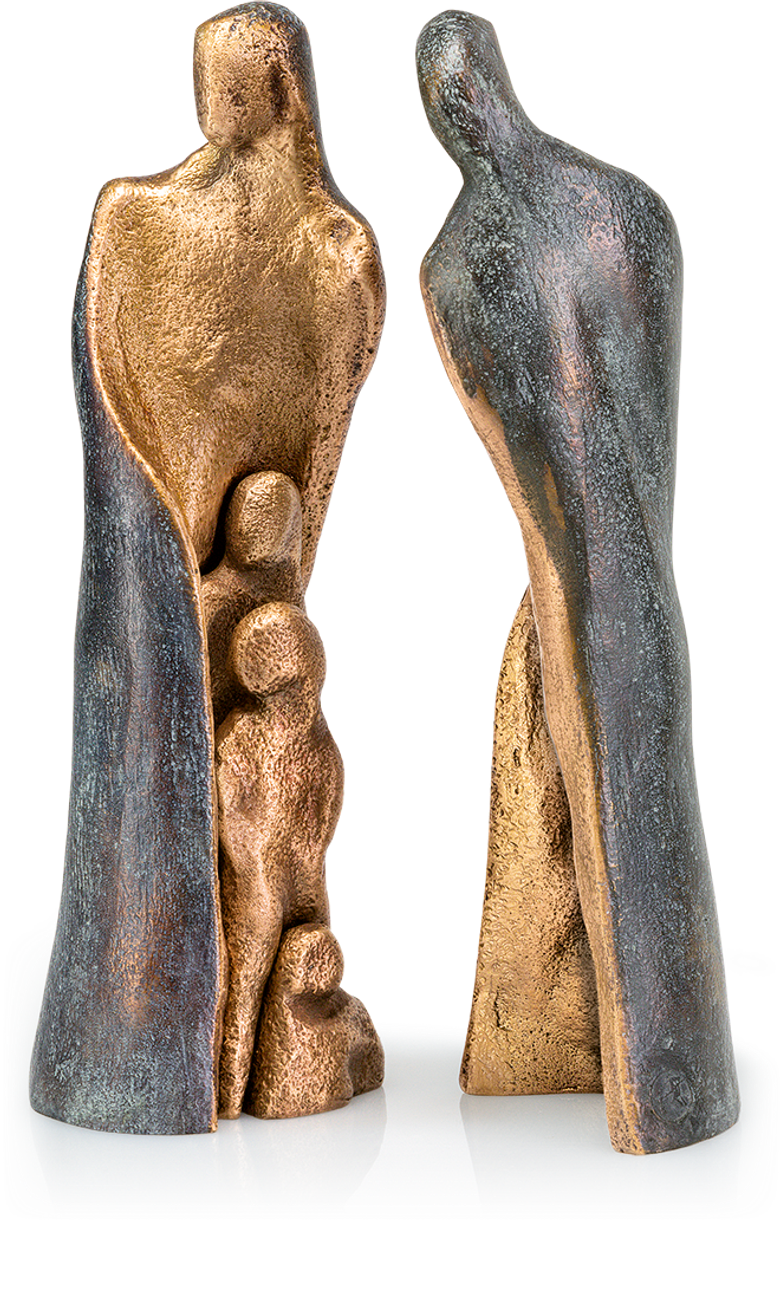 Bronzeskulptur-Familie