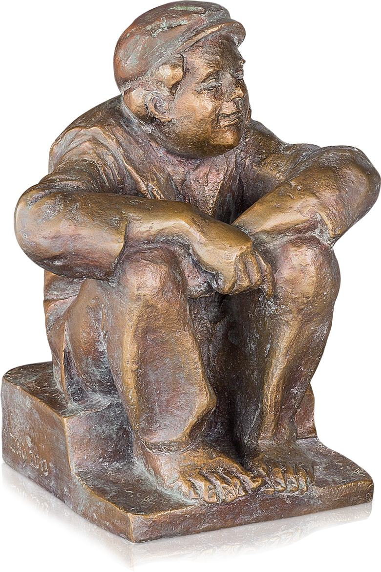 Bronzefigur Heiterer Schlingel von Friedhelm Zilly