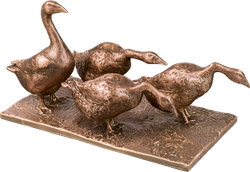 Bronzefigur Gänsegruppe von Hans Nübold