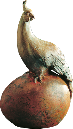 Bronzefigur Fasan auf Ei von Sigrid Stöcker