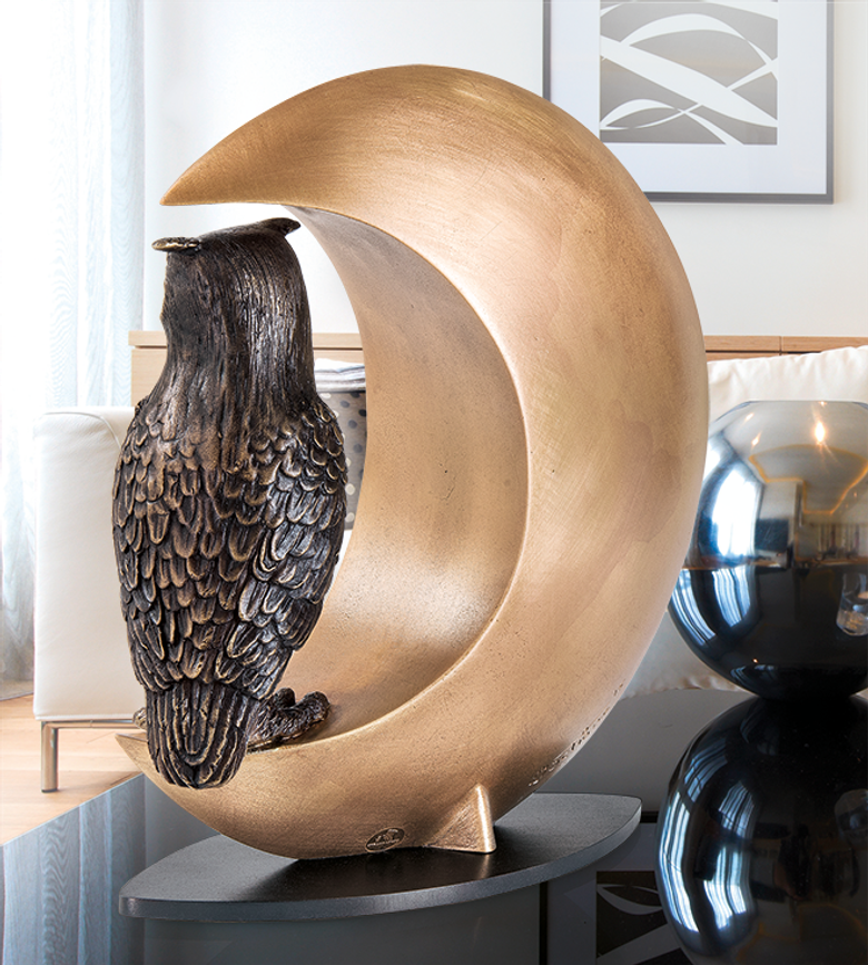 Bronzefigur Nachteule von Thomas Schöne