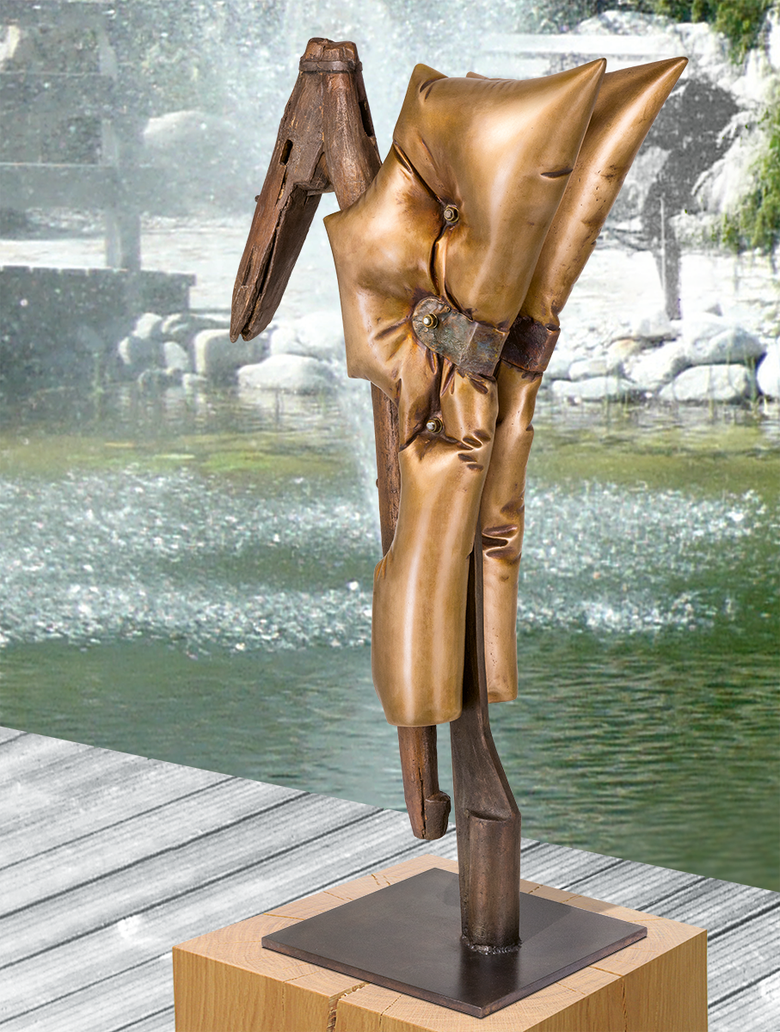 Bronzeskulptur - La Charrue Angélique 1