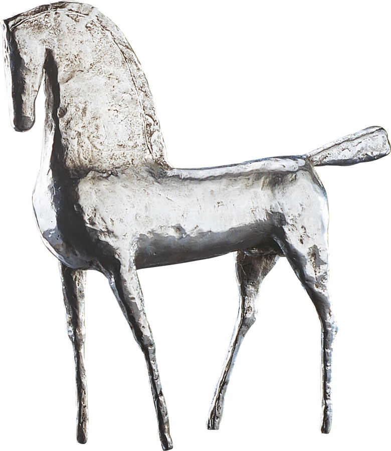 Bronzefigur Pferd, silber von Hermann Schwahn