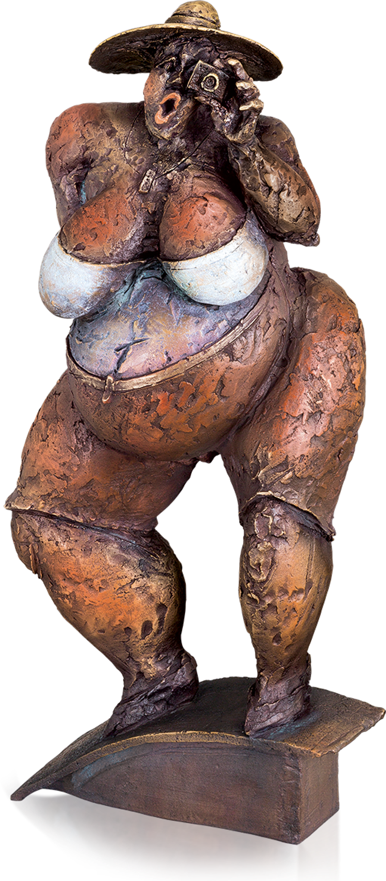 Bronzefigur Touristin von Roucka