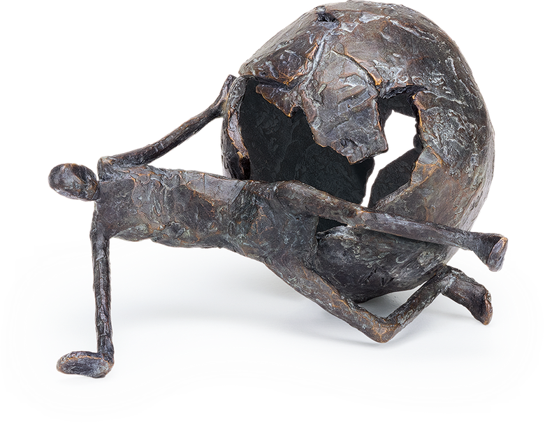 Bronzefigur »Zerbrochen« von Marianne Mostert