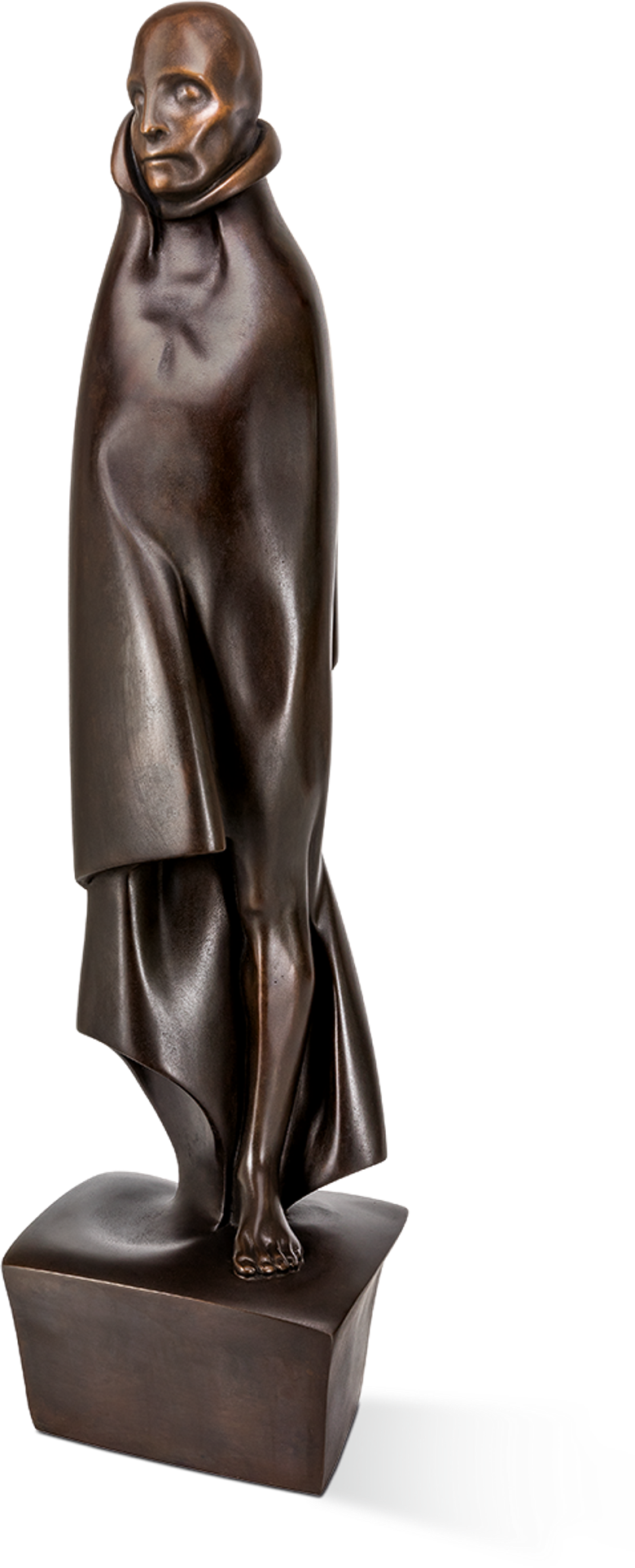 Bronzefigur Mensch mit Mantel von Giovannie de Angelis