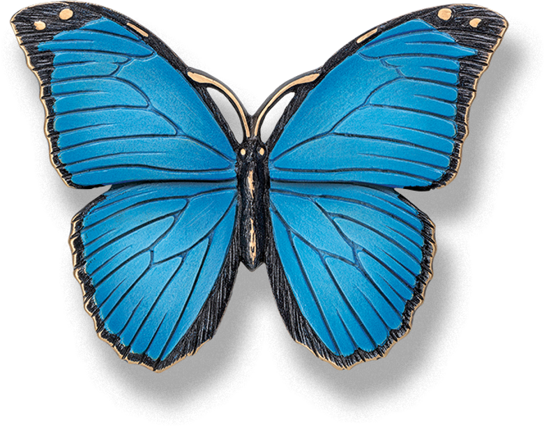 Bronzefigur «Blauer Morphofalter» aus dem Atelier Strassacker