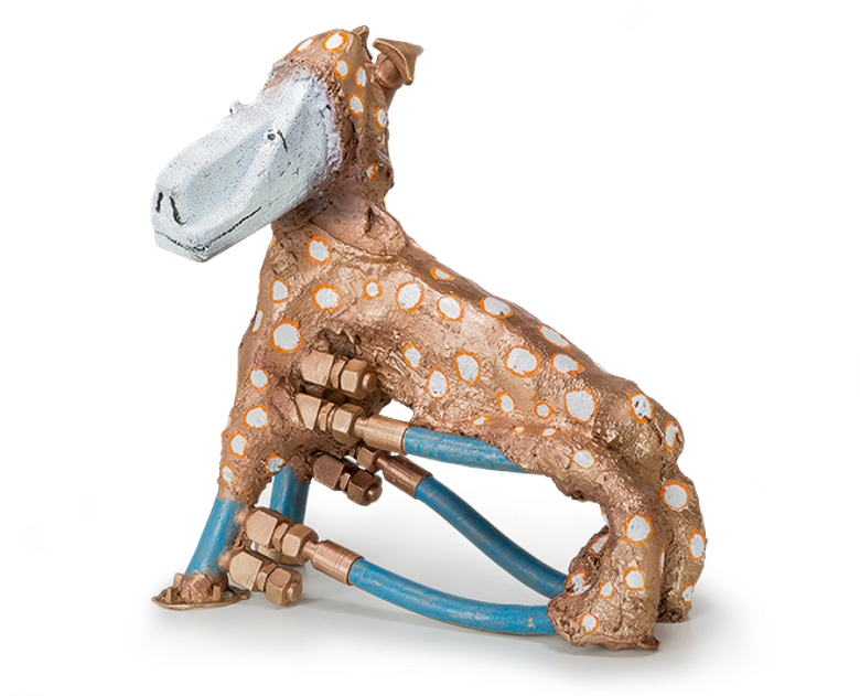 Bronzefigur Dog Machine von Heinz Morszoeck