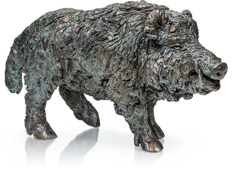 Bronzefigur »Keiler, stehend« von Gabriele Haslinger