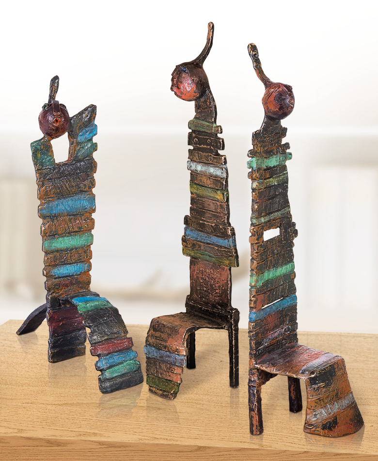 Bronzefigur Chaise magique I-III (Set) von Bettina  Scholl-Sabbatini