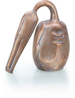 Bronzefigur Testa pesante von Ivar Lardschneider