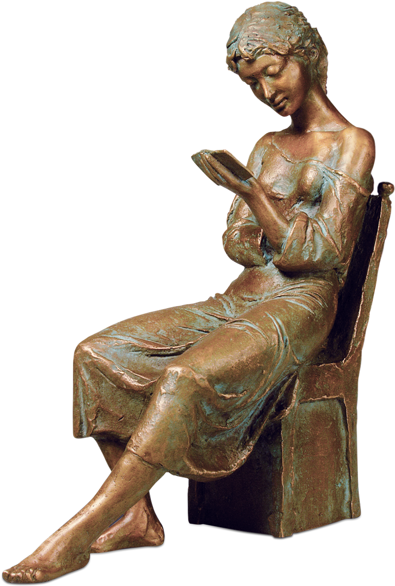 Bronzefigur Der Brief von Erwin A. Schinzel