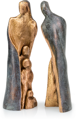 Bronzeskulptur-Familie