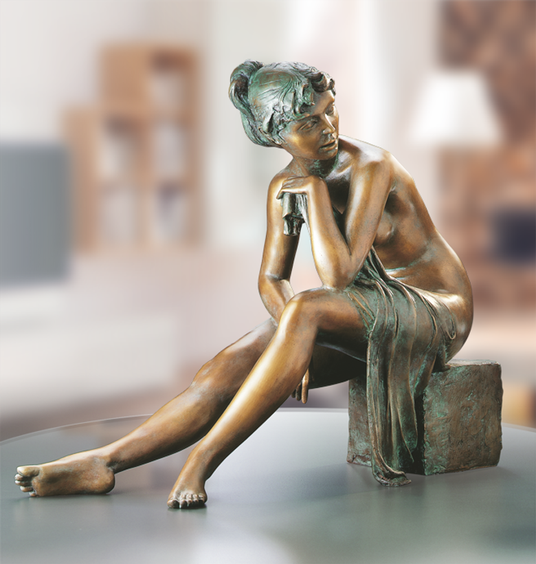 Bronzefigur Ich lausche dem Gesang der Vögel von Erwin A. Schinzel