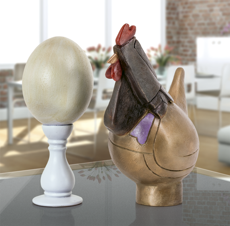 Bronzefigur I dubbi di una cara gallina von Rinaldo Bigi