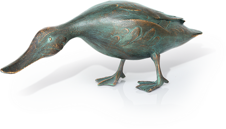 Bronzefigur Stockente, Kopf gesenkt von Atelier Strassacker