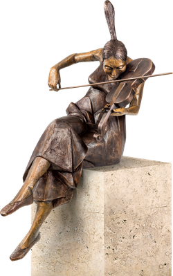 Bronzefigur Mädchen mit Violine von Rinaldo Bigi