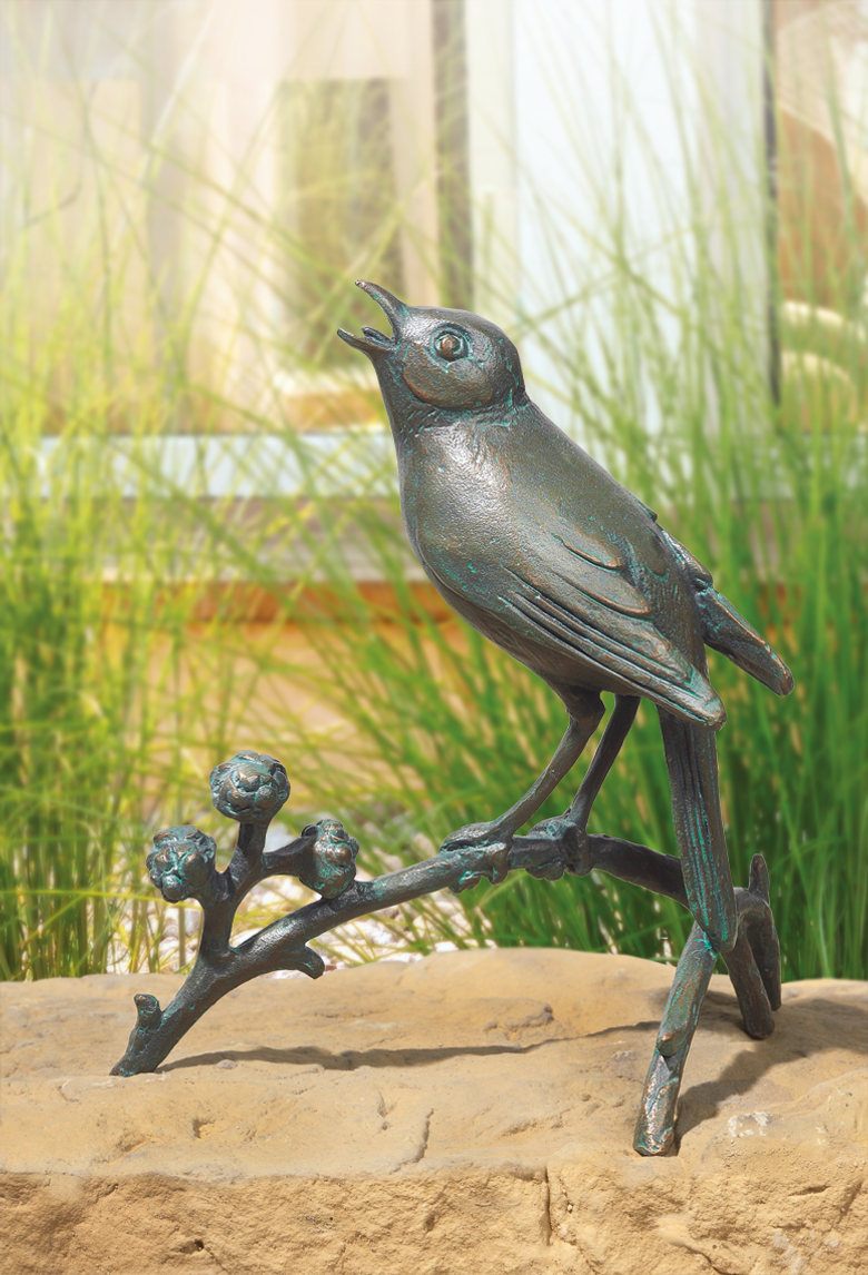 Bronzefigur Nachtigall auf Ast von Atelier Strassacker