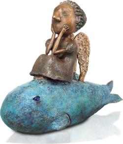 Bronzefigur Girl on a fish von Natalia Obada