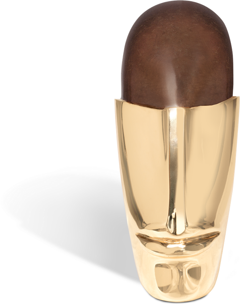 Bronzefigur Kopf mit Maske von Günther Stimpfl