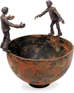 Bronzefigur Interaktion von Uwe Bürkle