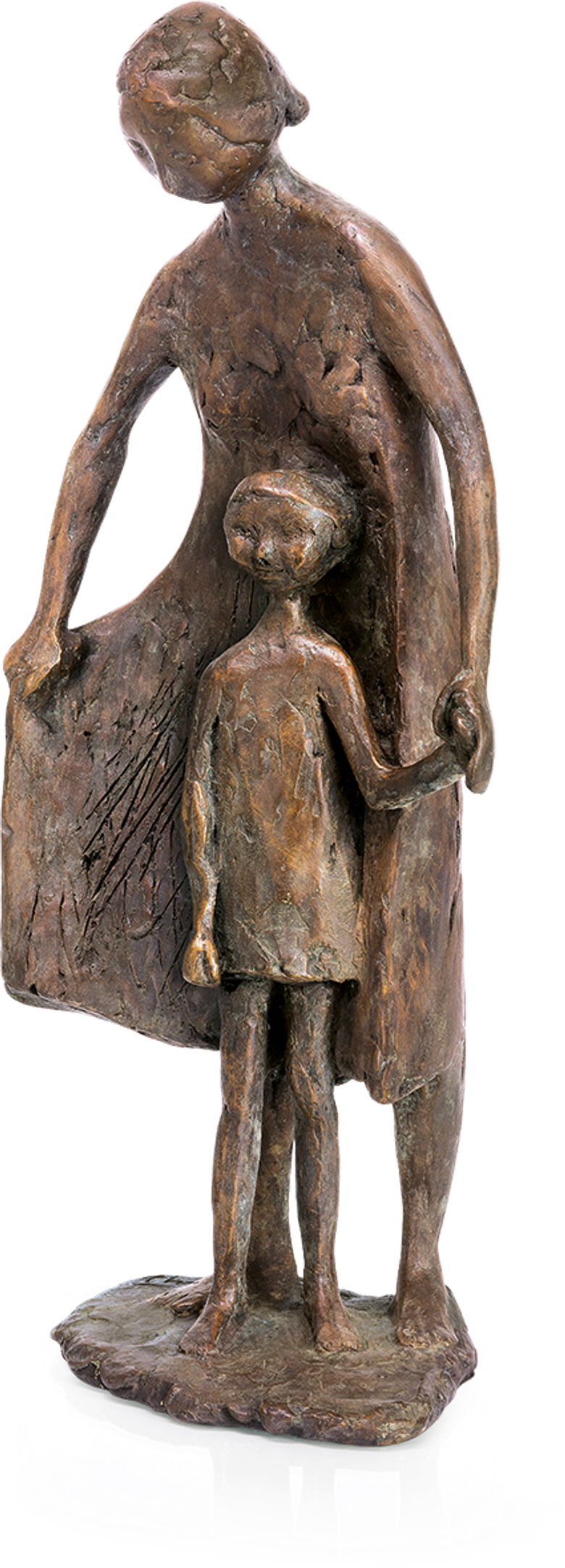 Bronzefigur Kind führende Frau von Manfred Welzel