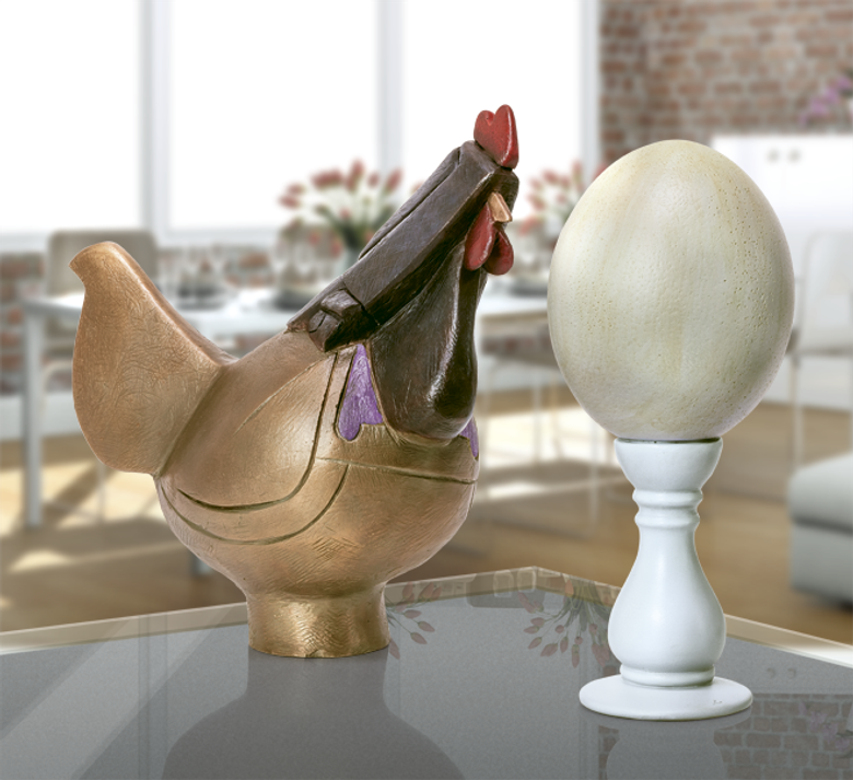 Bronzefigur I dubbi di una cara gallina von Rinaldo Bigi