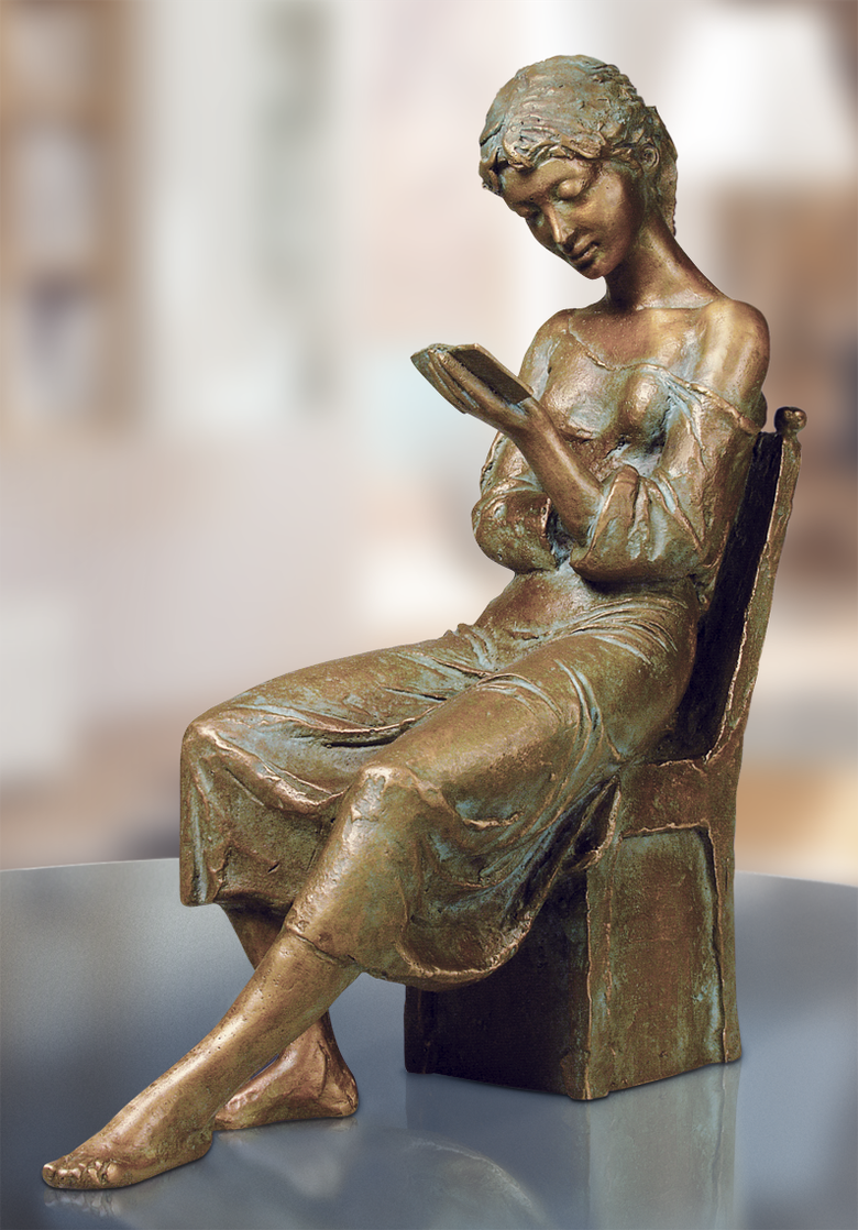 Bronzefigur Der Brief von Erwin A. Schinzel