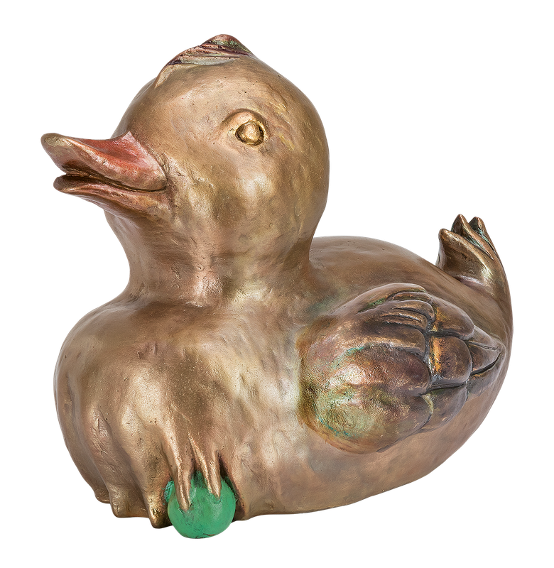 Bronzeente auf Erbse