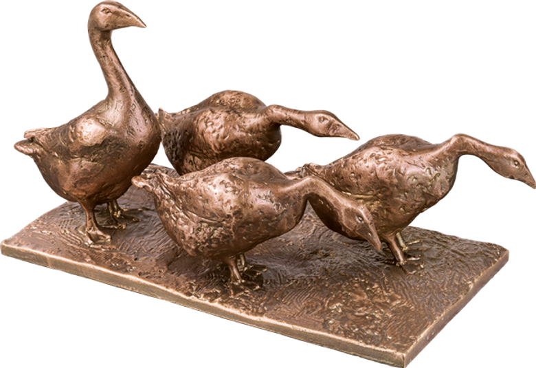 Bronzefigur Gänsegruppe von Hans Nübold